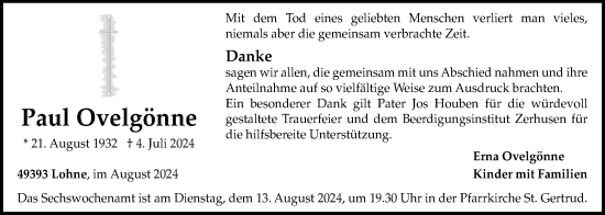 Anzeige von Paul Ovelgönne von OM-Medien