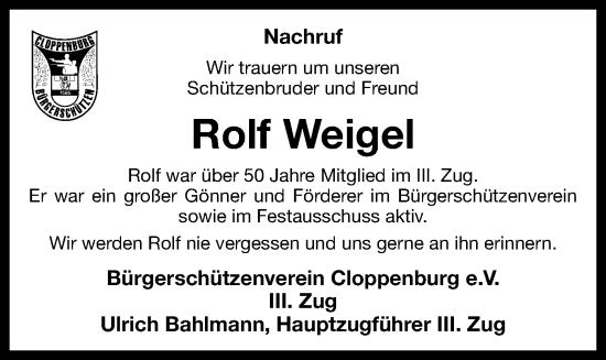 Anzeige von Rolf Weigel von OM-Medien