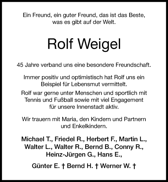 Anzeige von Rolf Weigel von OM-Medien