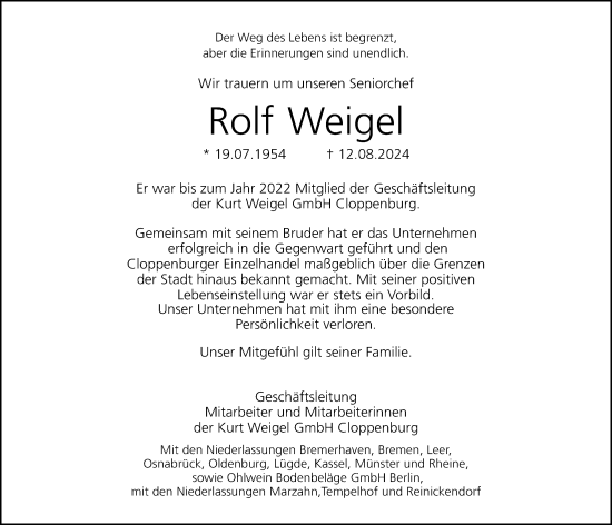 Anzeige von Rolf Weigel von OM-Medien