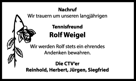 Anzeige von Rolf Weigel von OM-Medien