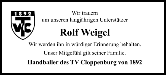 Anzeige von Rolf Weigel von OM-Medien