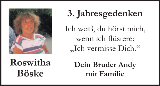 Anzeige von Roswitha Böske von OM-Medien