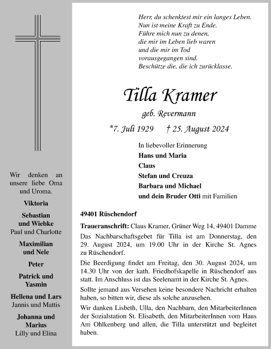 Anzeige von Tilla Kramer von OM-Medien