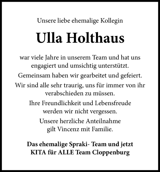 Anzeige von Ulla Holthaus von OM-Medien