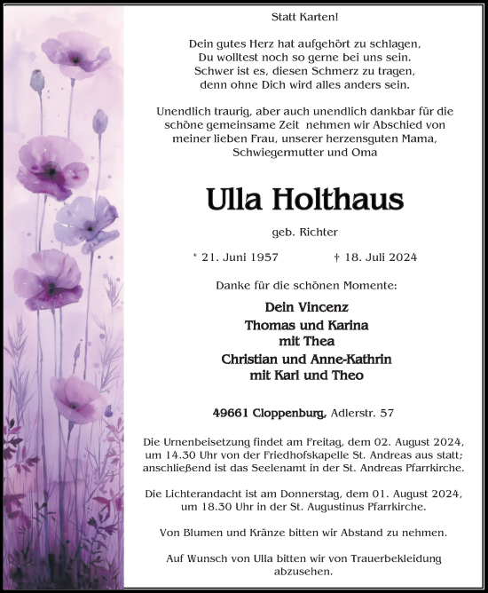 Anzeige von Ulla Holthaus von OM-Medien