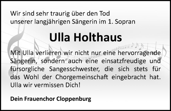 Anzeige von Ulla Holthaus von OM-Medien