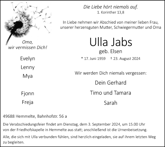 Anzeige von Ulla Jabs von OM-Medien