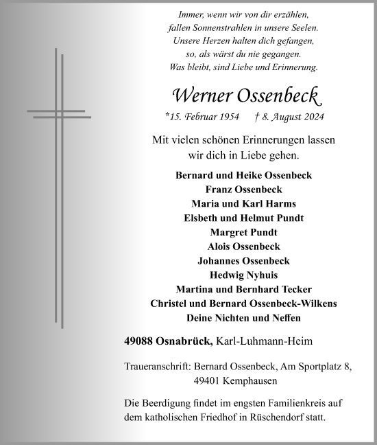 Anzeige von Werner Ossenbeck von OM-Medien