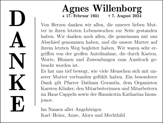 Anzeige von Agnes Willenborg von OM-Medien