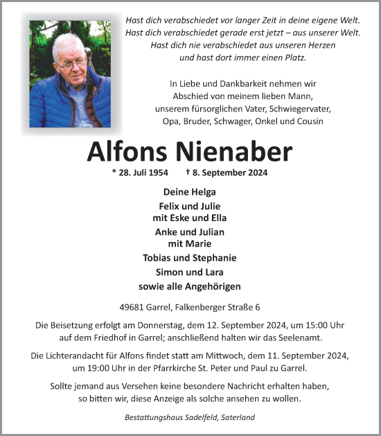 Anzeige von Alfons Nienaber von OM-Medien