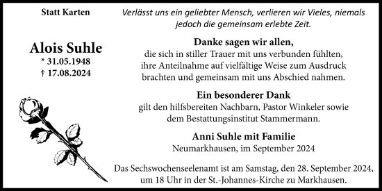 Anzeige von Alois Suhle von OM-Medien