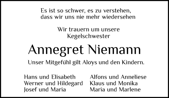 Anzeige von Annegret Niemann von OM-Medien