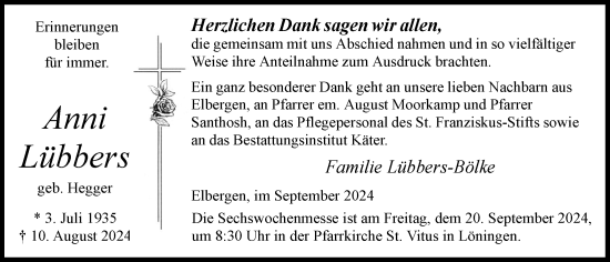 Anzeige von Anni Lübbers von OM-Medien