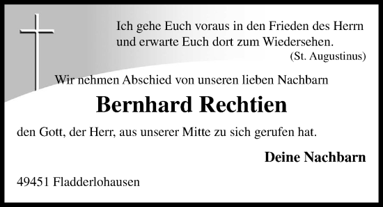 Anzeige von Bernhard Rechtien von OM-Medien