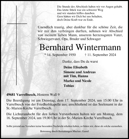 Anzeige von Bernhard Wintermann von OM-Medien