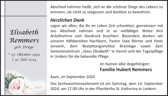 Anzeige von Elisabeth Remmers von OM-Medien