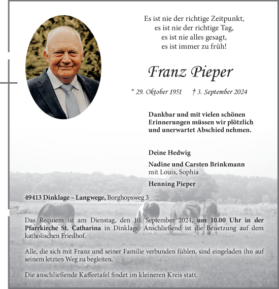 Anzeige von Franz Pieper von OM-Medien
