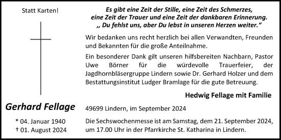 Anzeige von Gerhard Fellage von OM-Medien