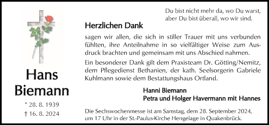 Anzeige von Hans Biemann von OM-Medien