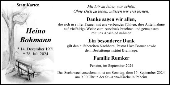 Anzeige von Heino Bohmann von OM-Medien