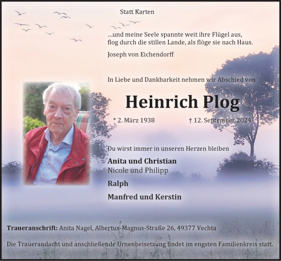 Anzeige von Heinrich Plog von OM-Medien