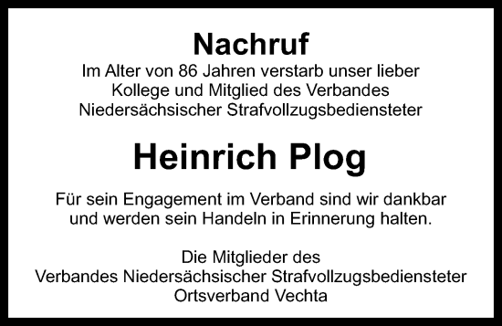 Anzeige von Heinrich Plog von OM-Medien