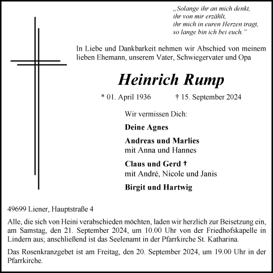 Anzeige von Heinrich Rump von OM-Medien