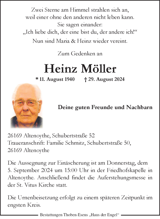 Anzeige von Heinz Möller von OM-Medien