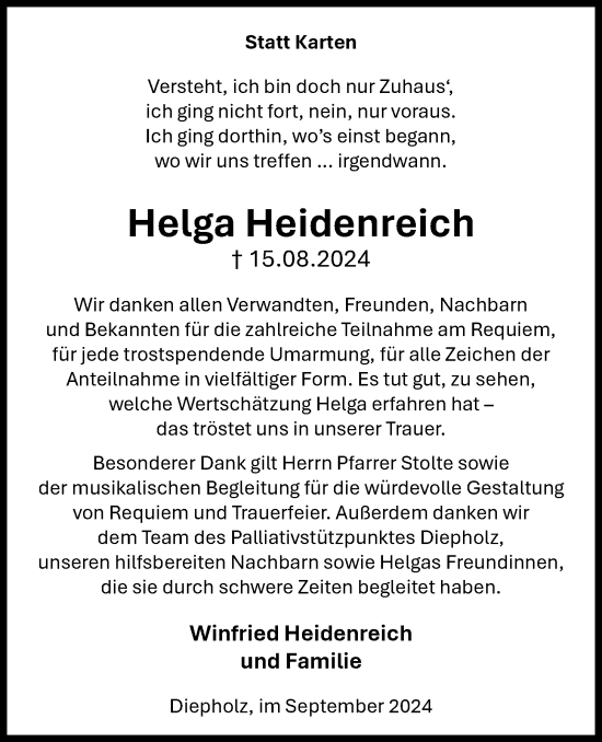 Anzeige von Helga Heidenreich von OM-Medien