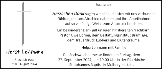 Anzeige von Horst  Lohmann von OM-Medien