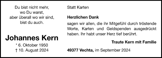 Anzeige von Johannes Kern von OM-Medien