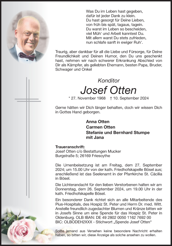 Anzeige von Josef Otten von OM-Medien