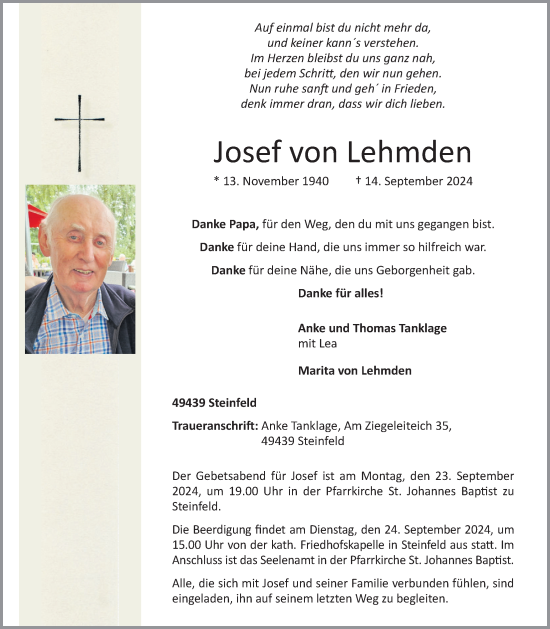 Anzeige von Josef von Lehmden von OM-Medien