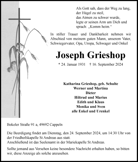 Anzeige von Joseph Grieshop von OM-Medien