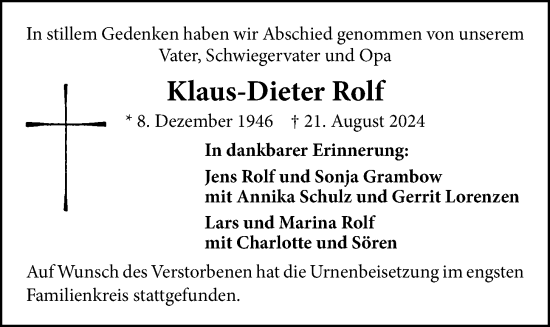 Anzeige von Klaus-Dieter Rolf von OM-Medien