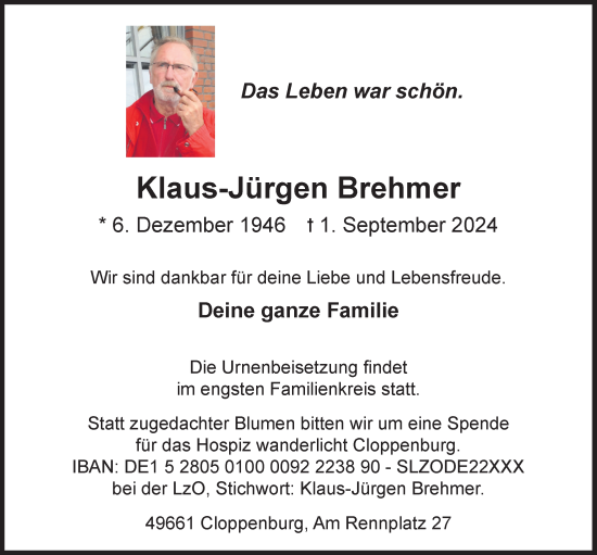 Anzeige von Klaus-Jürgen Brehmer von OM-Medien