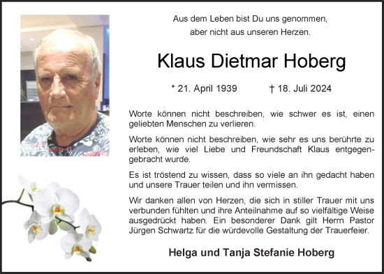 Anzeige von Klaus Dietmar Hoberg von OM-Medien