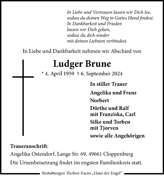 Anzeige von Ludger Brune von OM-Medien