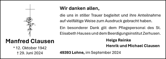 Anzeige von Manfred Clausen von OM-Medien