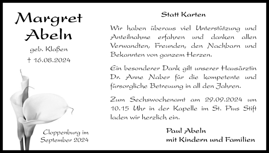 Anzeige von Margret Abeln von OM-Medien