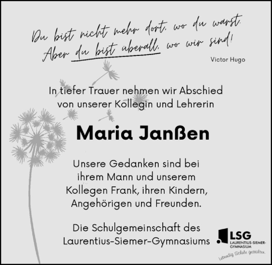 Anzeige von Maria Janßen von OM-Medien