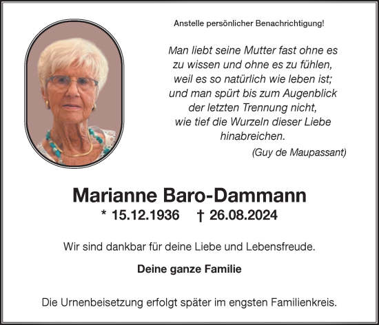 Anzeige von Marianne Baro-Dammann von OM-Medien