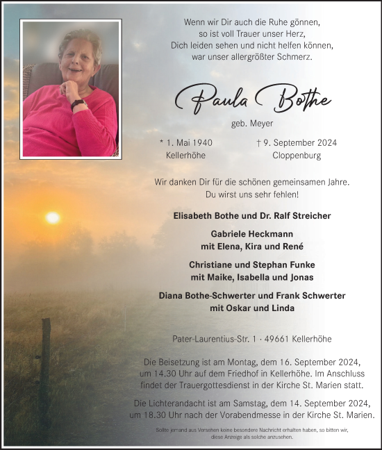 Anzeige von Paula Bothe von OM-Medien