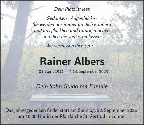 Anzeige von Rainer Albers von OM-Medien