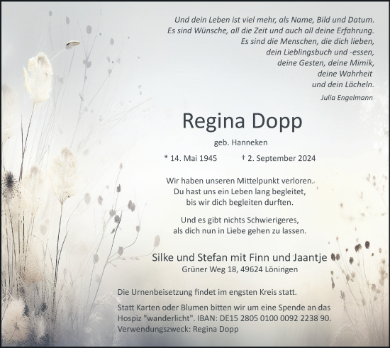 Anzeige von Regina Dopp von OM-Medien