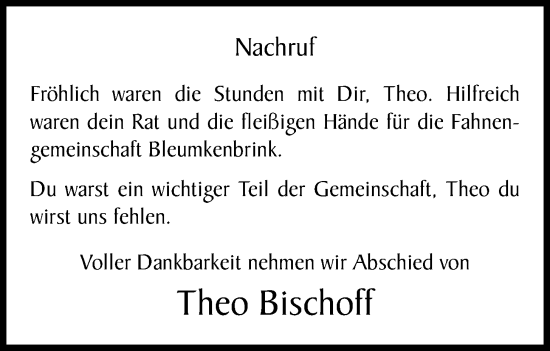 Anzeige von Theo Bischoff von OM-Medien