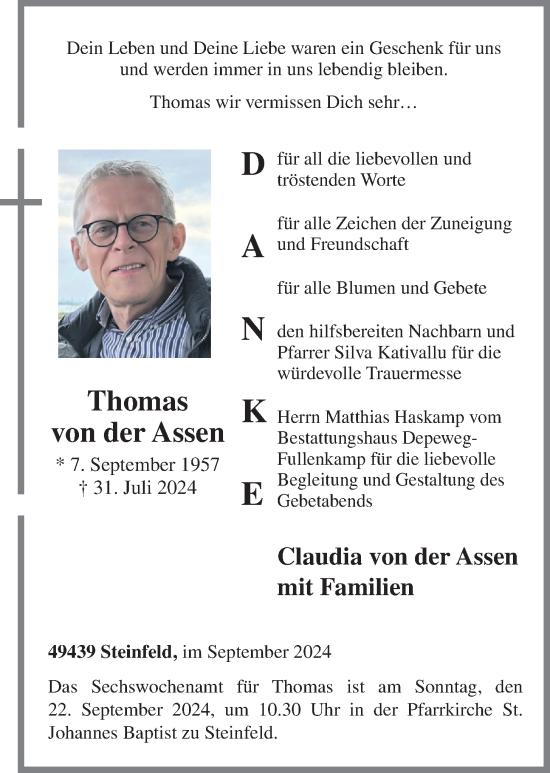 Anzeige von Thomas von der Assen von OM-Medien