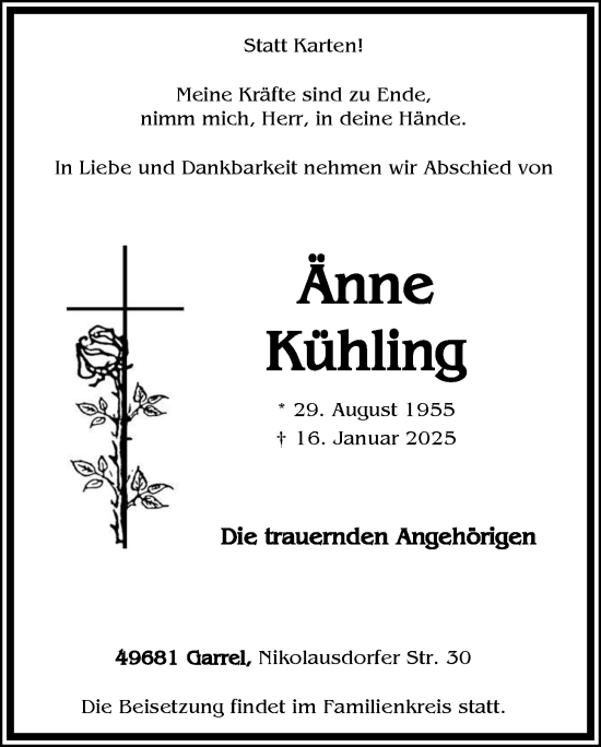 Anzeige von Änne Kühling von OM-Medien