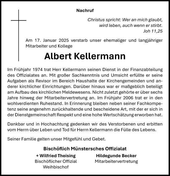 Anzeige von Albert Kellermann von OM-Medien